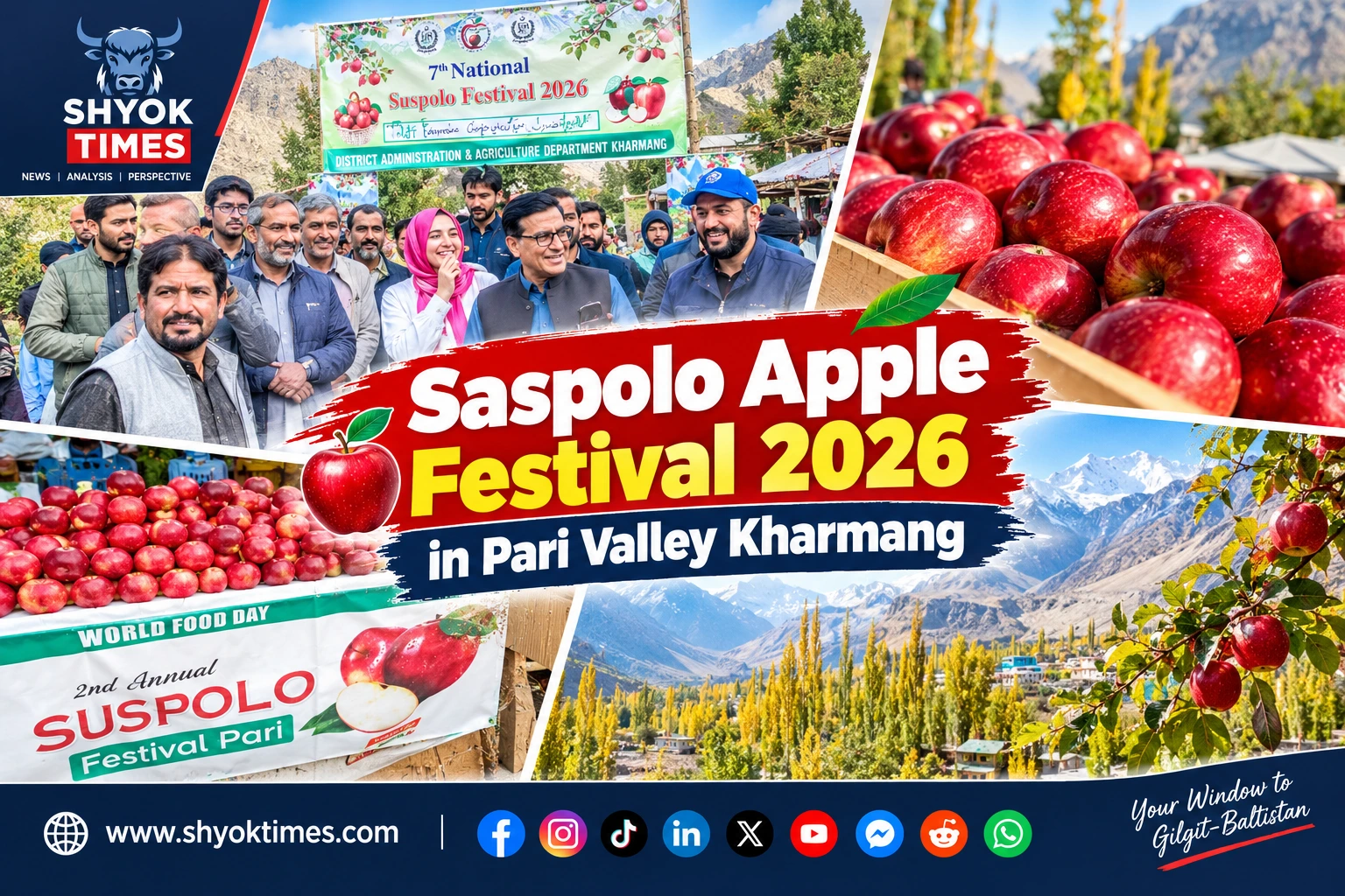 Saspolo apples displayed at the 7th National Saspolo Apple Festival 2026 in Pari Valley, Kharmang, Gilgit-Baltistan.