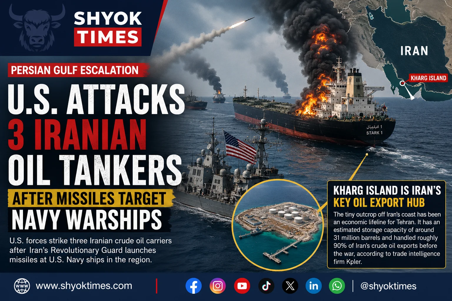 U.S. strikes three Iranian oil tankers after missiles target U.S. Navy warships