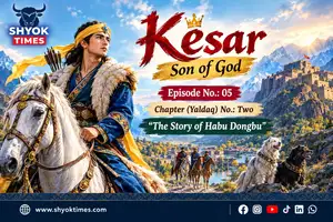 Kesar Son of God Episode 05 featuring Habu Dongbu on horseback in a Himalayan landscape