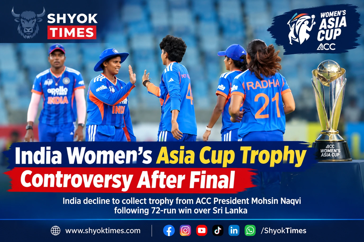 India Women’s Asia Cup Trophy controversy after Women’s Asia Cup 2026 final